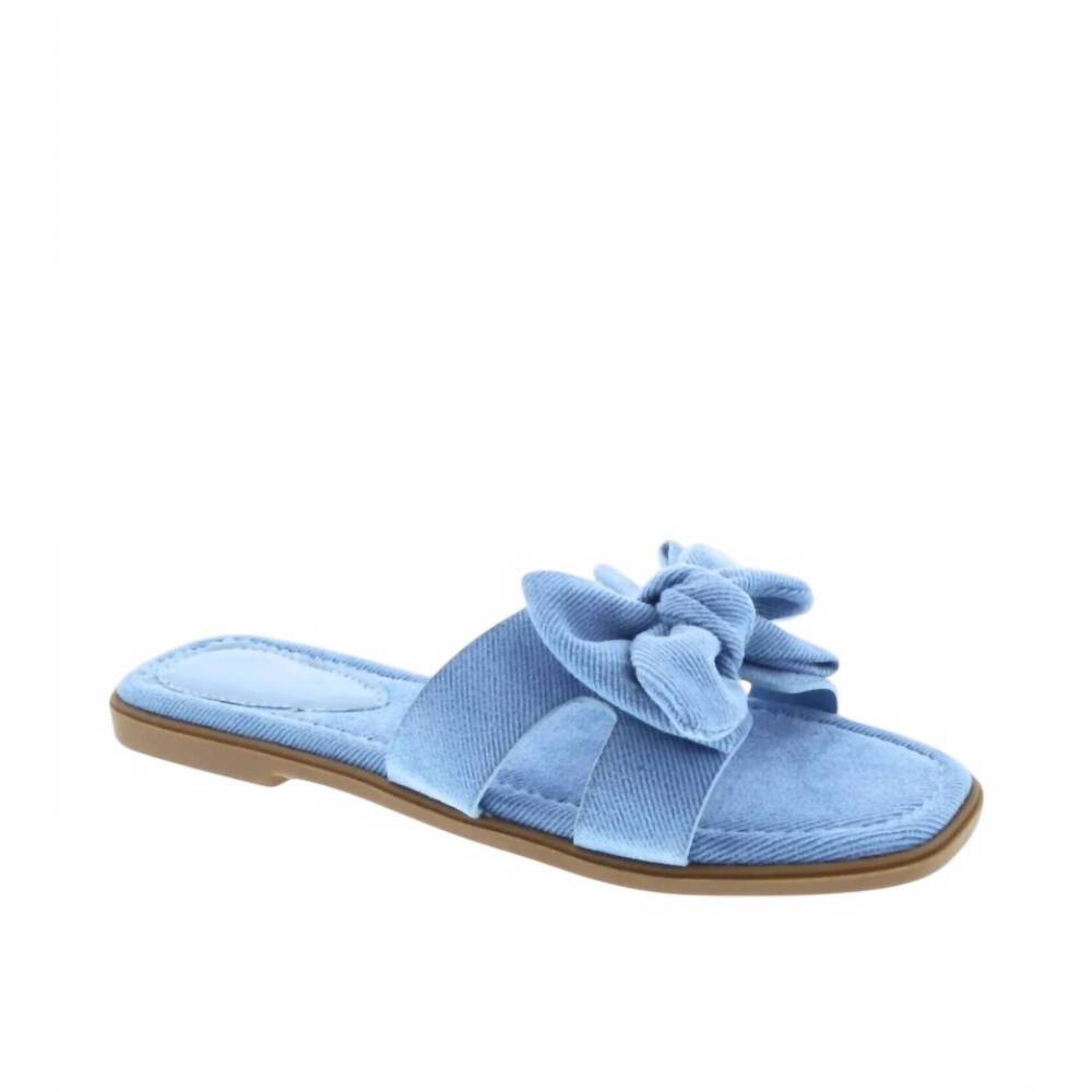 NEW CCOCCI women's cassandra bow detail flat sandal in denim